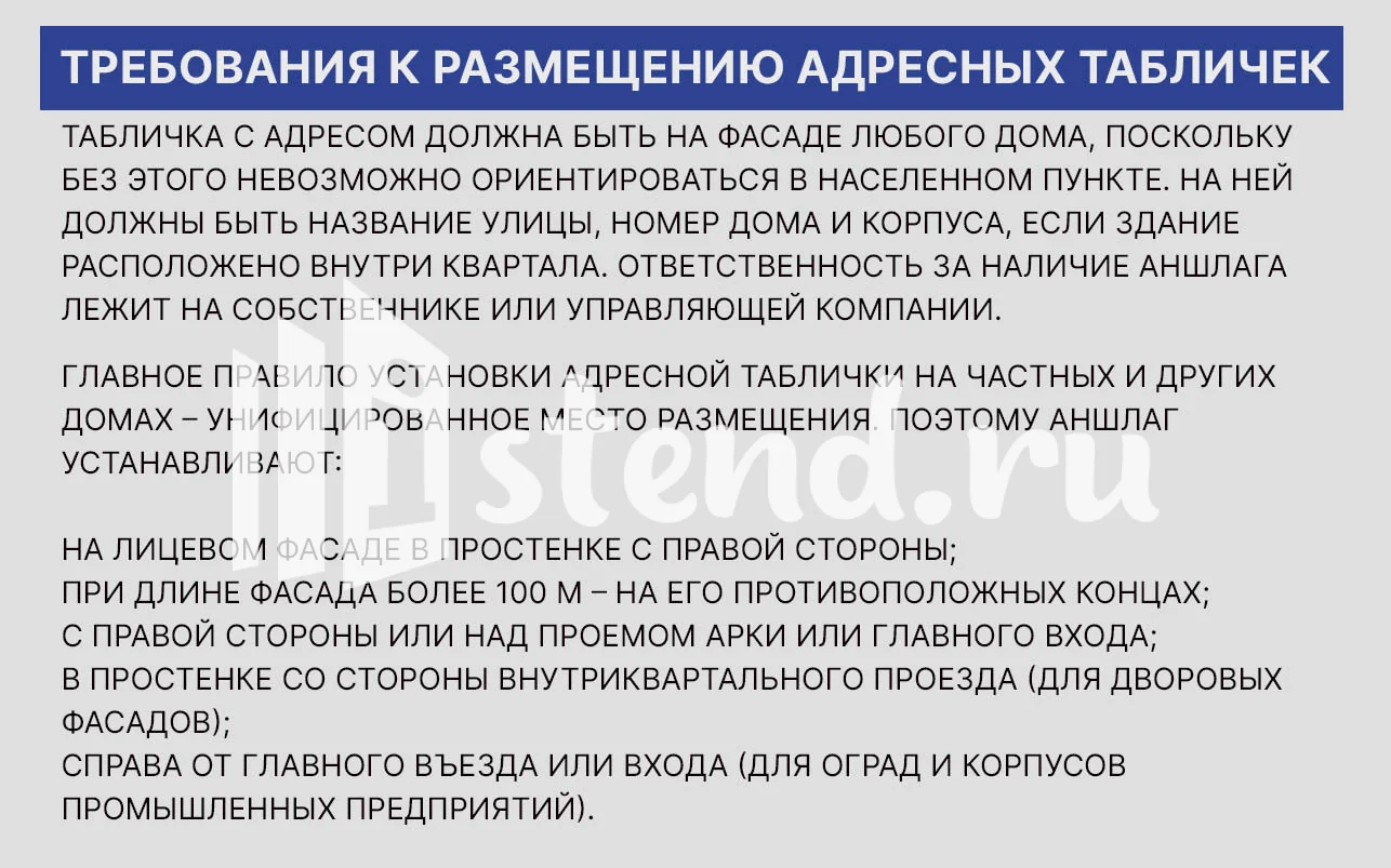 адресные таблички аншлаги правила