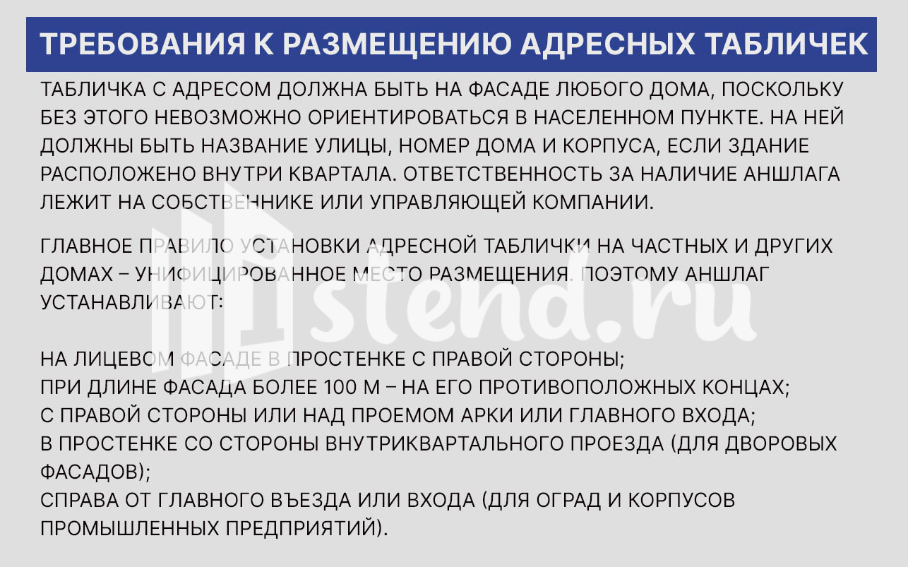 адресные таблички аншлаги правила